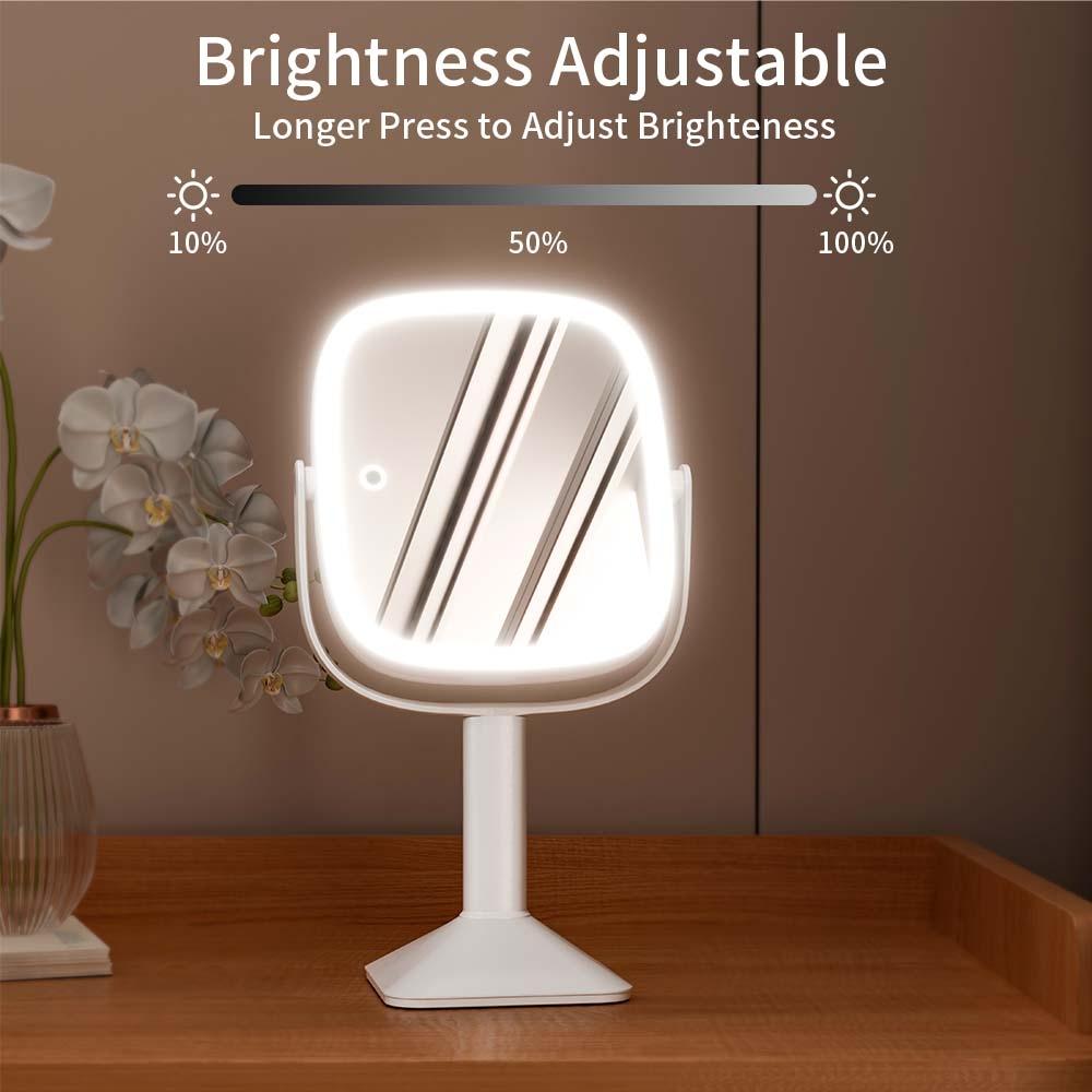 LED Square Beauty Mirror with Magnification and Light