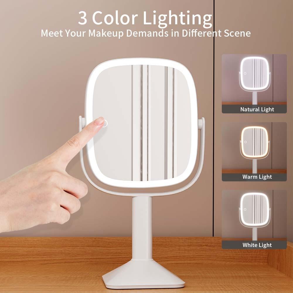 LED Square Beauty Mirror with Magnification and Light